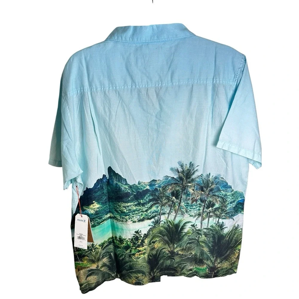 Roark Gonzo Palms Camp Collar Shirt‎ - Hinano Otemanu Light Blue NWT Size Large - Picture 3 of 6